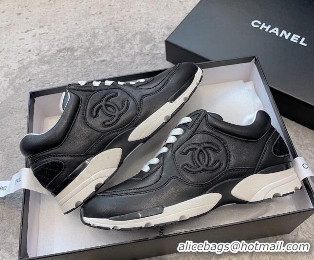 Shop Duplicate Chanel Calfskin Sneakers G45333 Black 011071