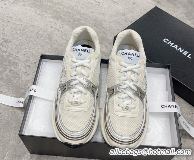 Classic Hot Chanel Mesh & Calfskin Sneakers G39792 White 011072