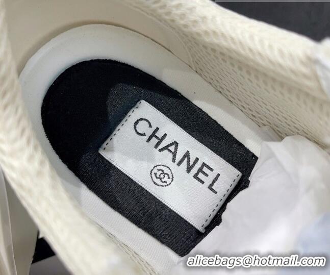 Classic Hot Chanel Mesh & Calfskin Sneakers G39792 White 011072