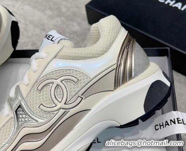 Classic Hot Chanel Mesh & Calfskin Sneakers G39792 White 011072