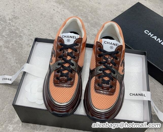 Popular Style Chanel Mesh & Calfskin Sneakers G39792 Orange 011073