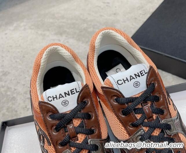 Popular Style Chanel Mesh & Calfskin Sneakers G39792 Orange 011073