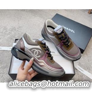 Best Grade Chanel Mesh & Calfskin Sneakers G39792 Grey 011074