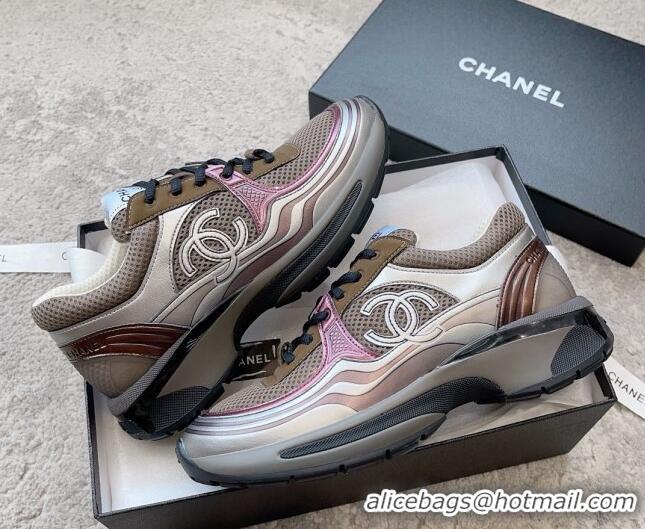 Best Grade Chanel Mesh & Calfskin Sneakers G39792 Grey 011074