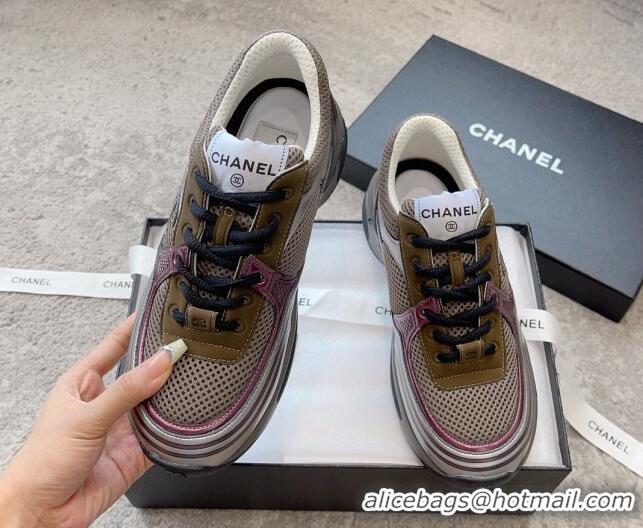 Best Grade Chanel Mesh & Calfskin Sneakers G39792 Grey 011074