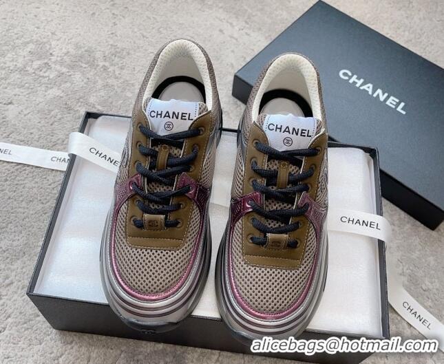 Best Grade Chanel Mesh & Calfskin Sneakers G39792 Grey 011074