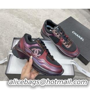 Low Cost Chanel Mesh & Calfskin Sneakers G39792 Purple/Black 011075