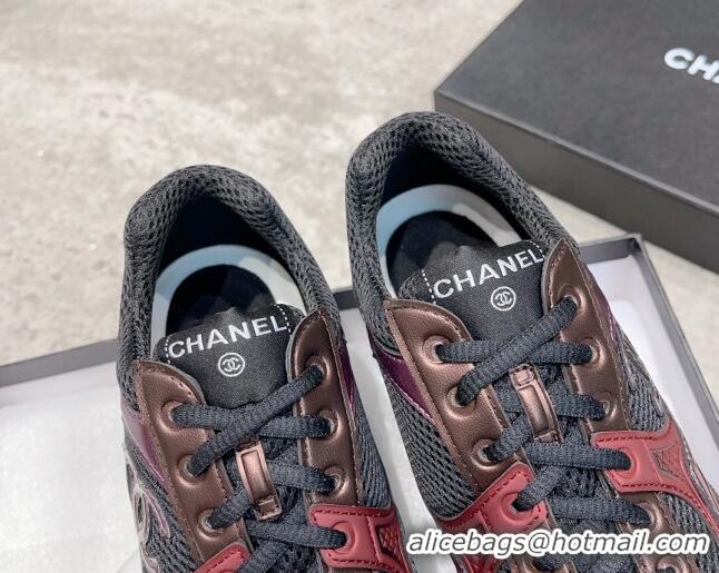 Low Cost Chanel Mesh & Calfskin Sneakers G39792 Purple/Black 011075