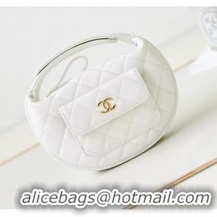 Famous Brand Chanel Caviar Quilted Polly Pocket AP3467 White