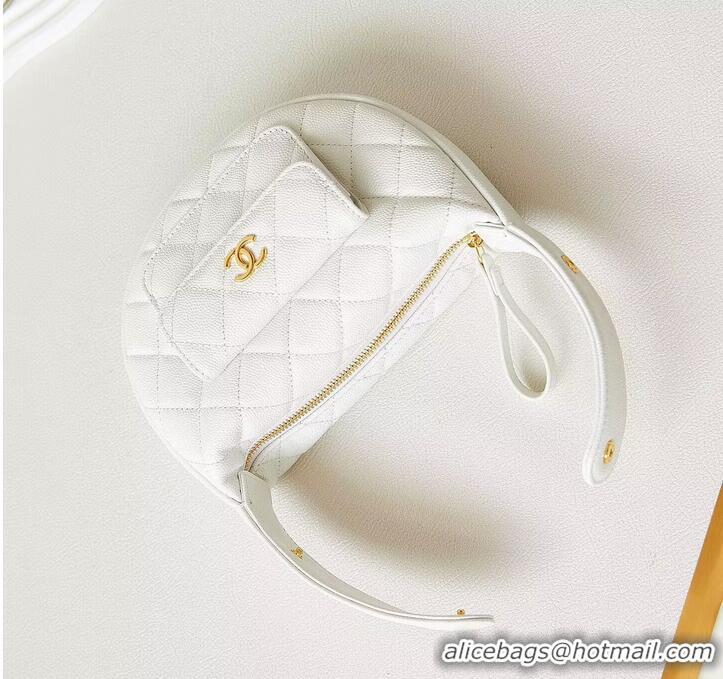 Famous Brand Chanel Caviar Quilted Polly Pocket AP3467 White