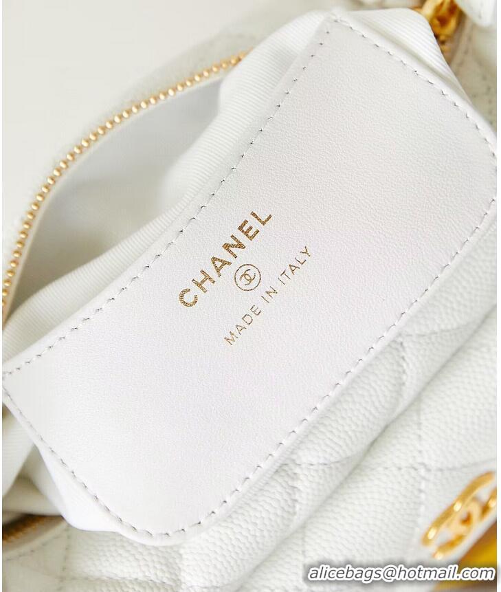 Famous Brand Chanel Caviar Quilted Polly Pocket AP3467 White