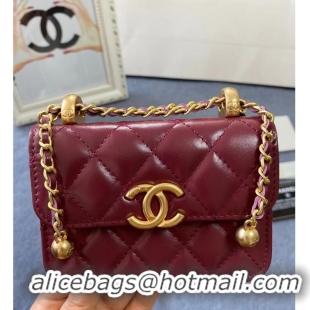 Well Crafted CHANEL mini wallet on chain AP2290 Wine