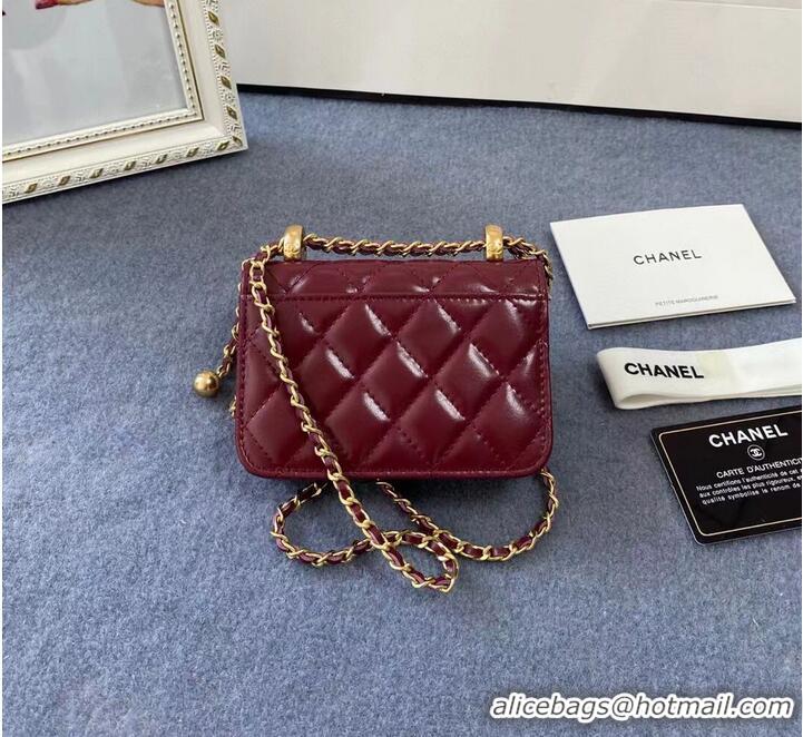 Well Crafted CHANEL mini wallet on chain AP2290 Wine