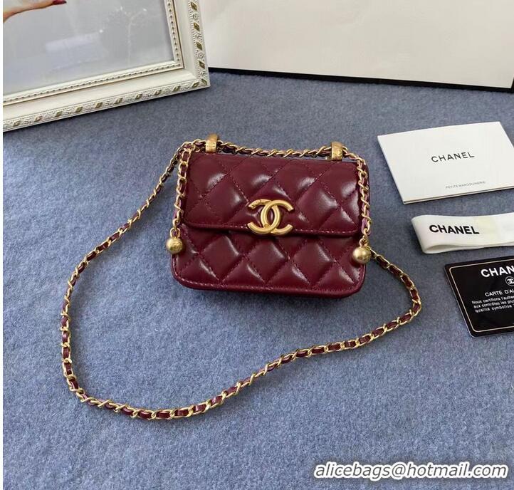 Well Crafted CHANEL mini wallet on chain AP2290 Wine