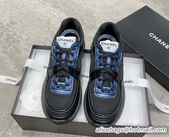 Cheap Price Chanel Mesh & Calfskin Sneakers G39792 Black 011076