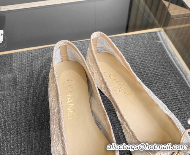 Super Quality Chanel Lace Classic Ballet Flat Beige 014067