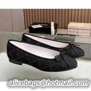 Grade Quality Chanel Quilted Denim Classic Ballet Flat Black 014055