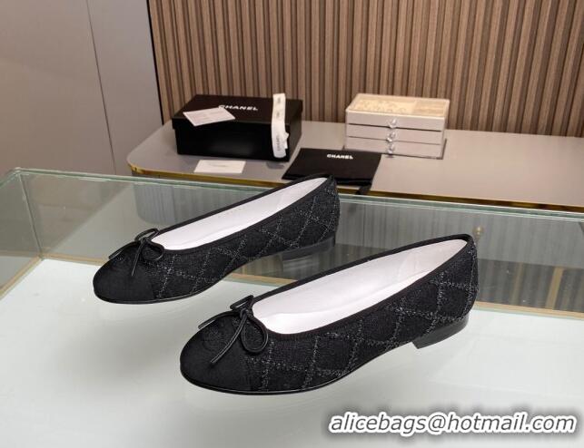 Grade Quality Chanel Quilted Denim Classic Ballet Flat Black 014055