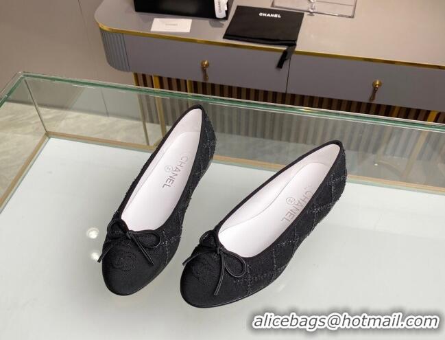 Grade Quality Chanel Quilted Denim Classic Ballet Flat Black 014055