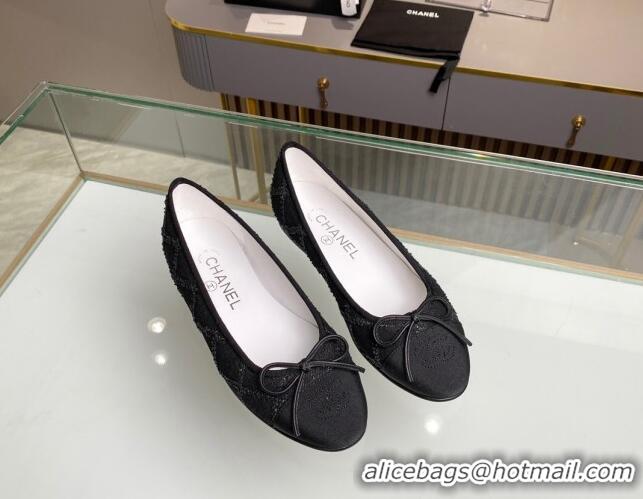 Grade Quality Chanel Quilted Denim Classic Ballet Flat Black 014055