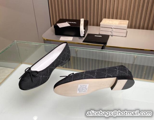 Grade Quality Chanel Quilted Denim Classic Ballet Flat Black 014055