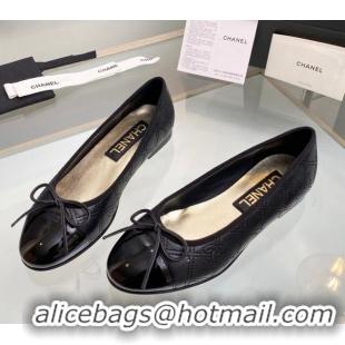 Low Cost Chanel CC Quilted Calfskin Classic Ballet Flat Black 1014074