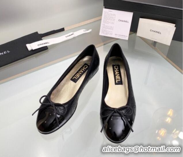 Low Cost Chanel CC Quilted Calfskin Classic Ballet Flat Black 1014074