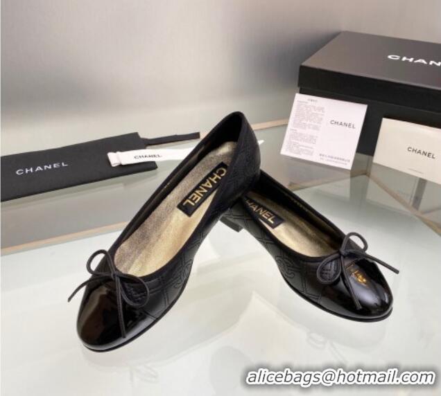 Low Cost Chanel CC Quilted Calfskin Classic Ballet Flat Black 1014074