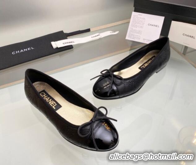 Low Cost Chanel CC Quilted Calfskin Classic Ballet Flat Black 1014074