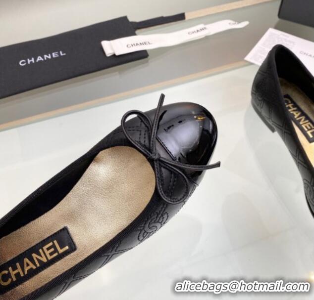 Low Cost Chanel CC Quilted Calfskin Classic Ballet Flat Black 1014074