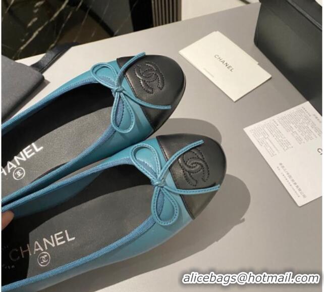 Classic Chanel Leather Classic Ballet Flat Peacock Green 1016001