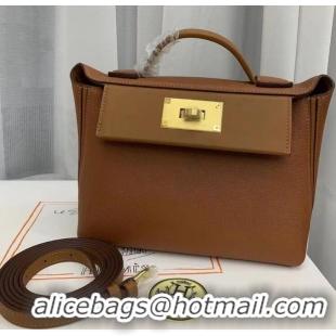 Well Crafted Hermes Kelly Original togo Leather Tote Bag Mini H2424 Gold Brown