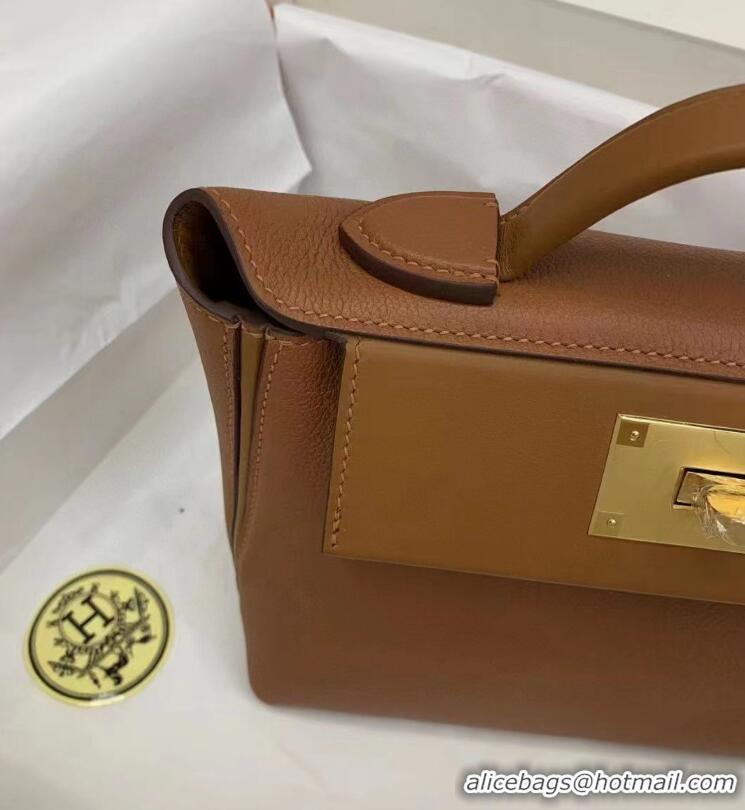 Well Crafted Hermes Kelly Original togo Leather Tote Bag Mini H2424 Gold Brown