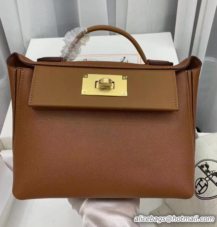 Well Crafted Hermes Kelly Original togo Leather Tote Bag Mini H2424 Gold Brown