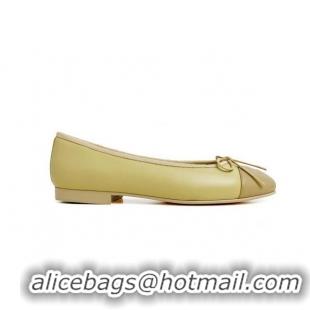 Top Design Chanel Leather Classic Ballet Flat Yellow/Apricot 016007