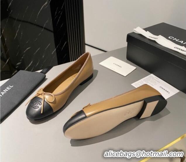 Top Grade Chanel Leather Classic Ballet Flat Light Brown 016009