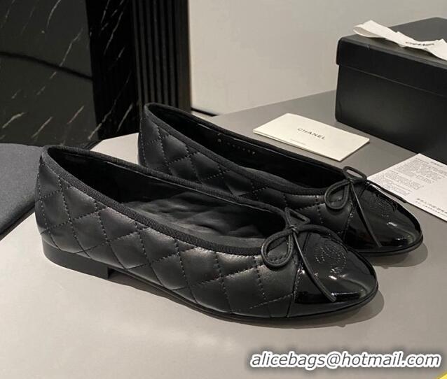 Unique Style Chanel Quilted Leather Classic Ballet Flat All Black 016011