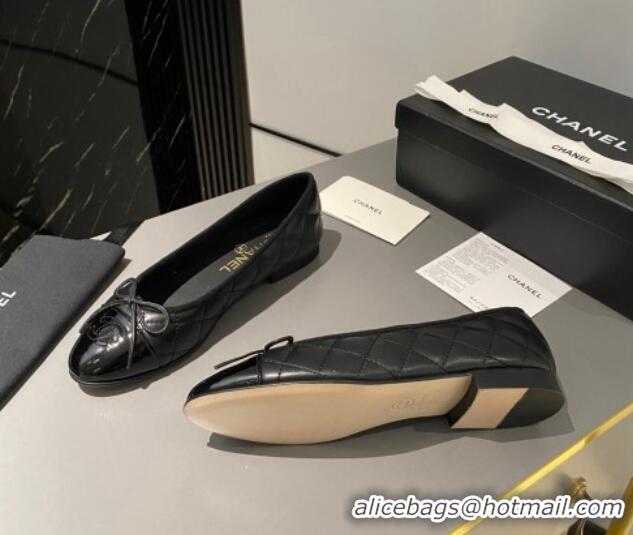 Unique Style Chanel Quilted Leather Classic Ballet Flat All Black 016011