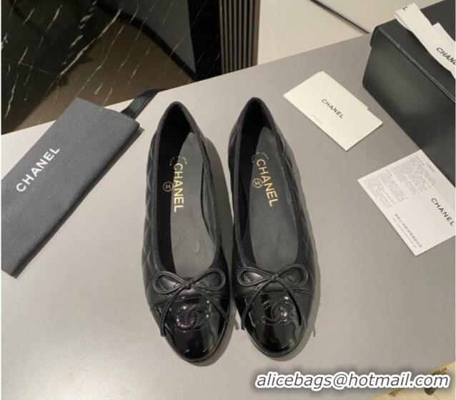 Unique Style Chanel Quilted Leather Classic Ballet Flat All Black 016011