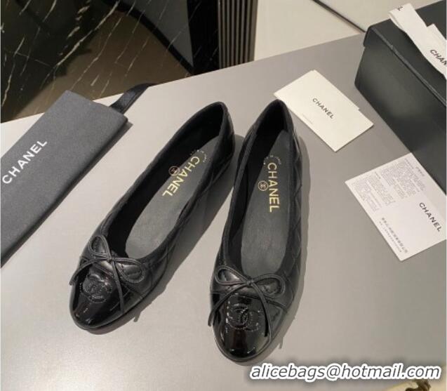 Unique Style Chanel Quilted Leather Classic Ballet Flat All Black 016011