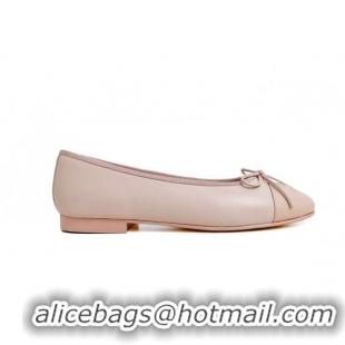 Luxurious Chanel Leather Classic Ballet Flat Light Pink 016012