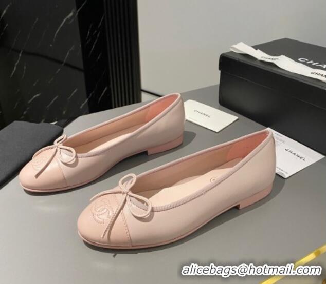 Luxurious Chanel Leather Classic Ballet Flat Light Pink 016012