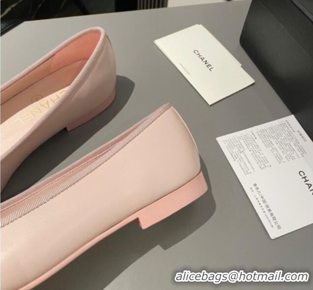 Luxurious Chanel Leather Classic Ballet Flat Light Pink 016012