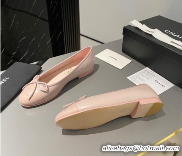 Luxurious Chanel Leather Classic Ballet Flat Light Pink 016012