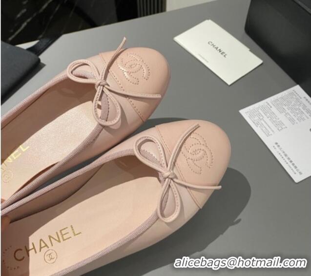 Luxurious Chanel Leather Classic Ballet Flat Light Pink 016012