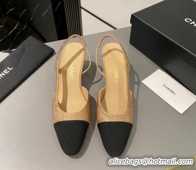 Best Product Chanel Crystals Suede Classic Slingback Pumps 6cm Beige 016020