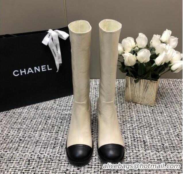 Best Quality Chanel Calfskin Medium Boots 6cm White 016119