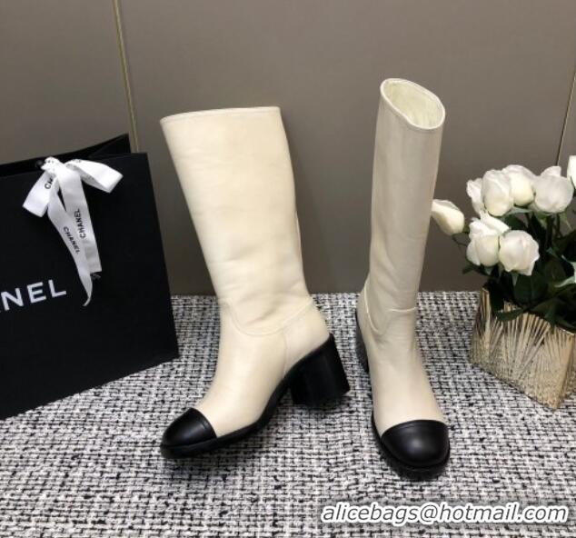 Best Quality Chanel Calfskin Medium Boots 6cm White 016119