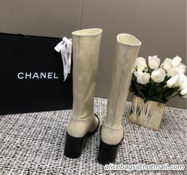 Best Quality Chanel Calfskin Medium Boots 6cm White 016119