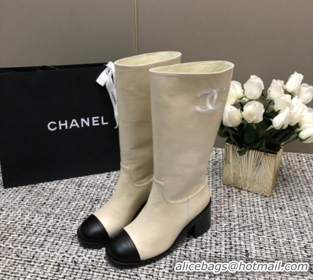 Best Quality Chanel Calfskin Medium Boots 6cm White 016119